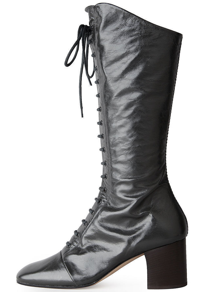 Lace-Up Mid Calf Boot