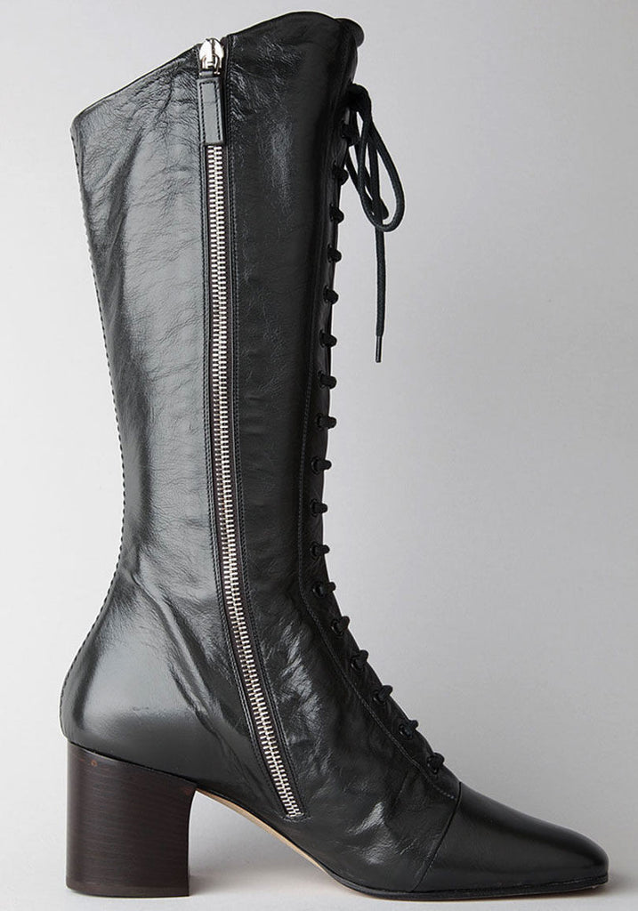 Lace-Up Mid Calf Boot