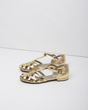 Metallic Woven T-Strap Sandal
