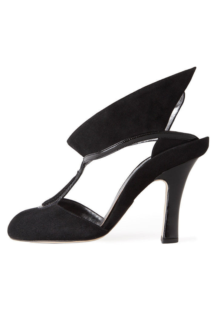 Suede & Patent Wing Heel