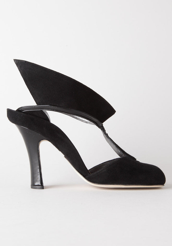 Suede & Patent Wing Heel