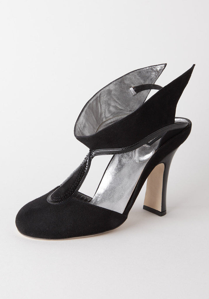 Suede & Patent Wing Heel