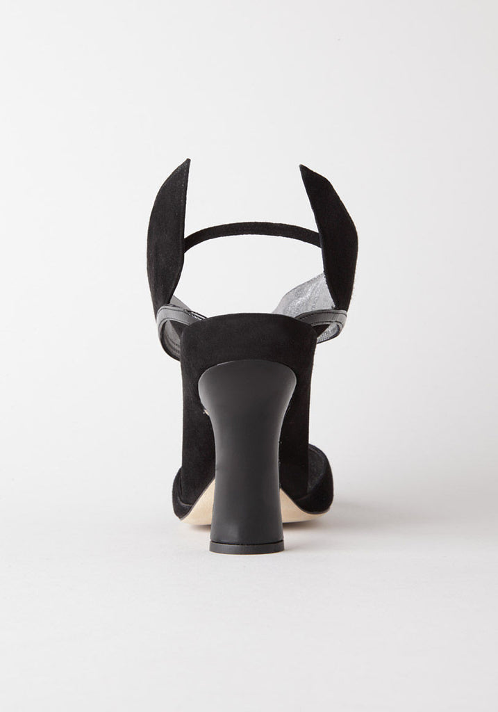 Suede & Patent Wing Heel
