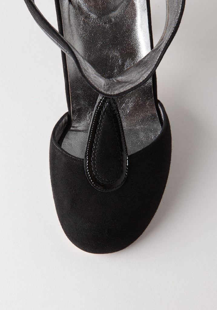 Suede & Patent Wing Heel