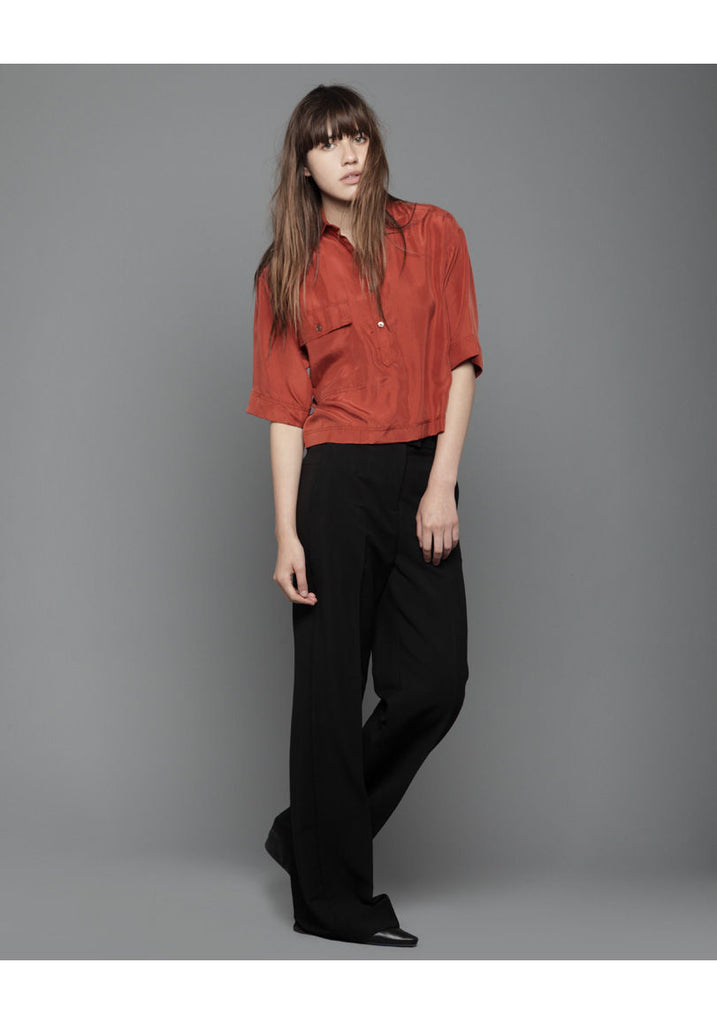 Boxy Cropped Silk Shirt