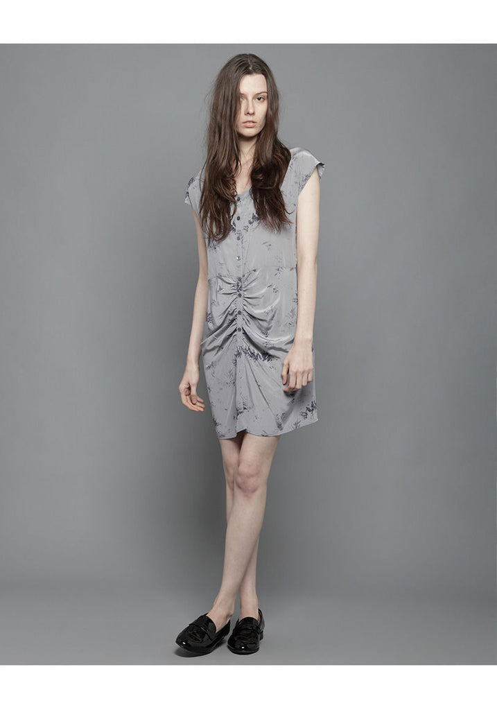 Button Front Ruched Dress