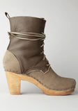 Lace-Up High Heel Boot with Shearling