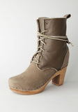 Lace-Up High Heel Boot with Shearling