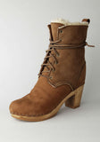 Lace-Up High Heel Boot with Shearling