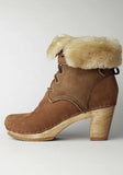 Lace-Up High Heel Boot with Shearling