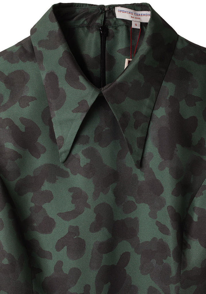 Camo Pointed Collar Dress
