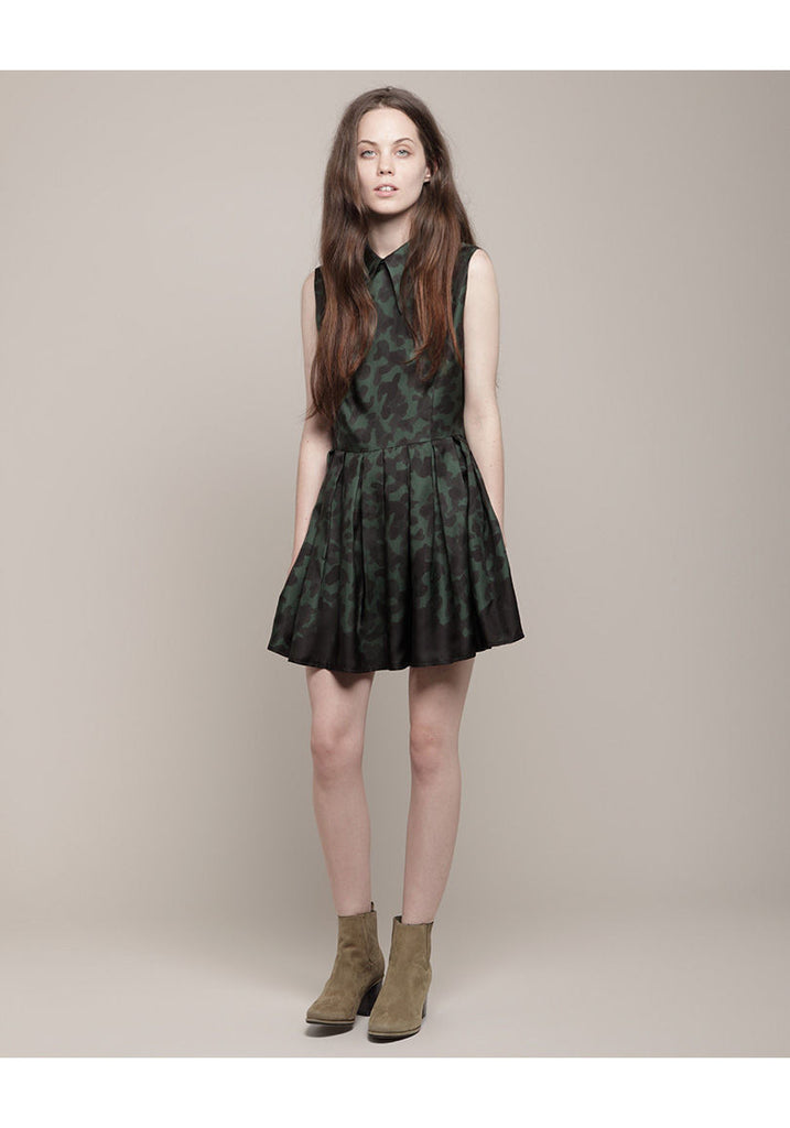 Camo Pointed Collar Dress