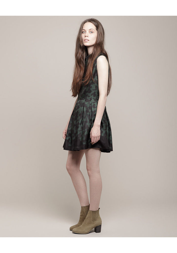 Camo Pointed Collar Dress