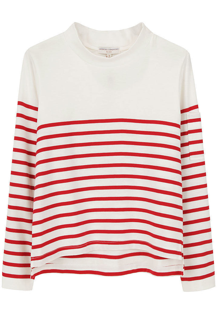 Cropped Red Stripe Top