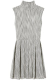 High Collar Pleated Dress