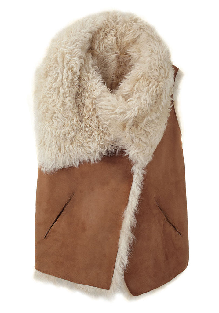 High Collar Shearling Vest