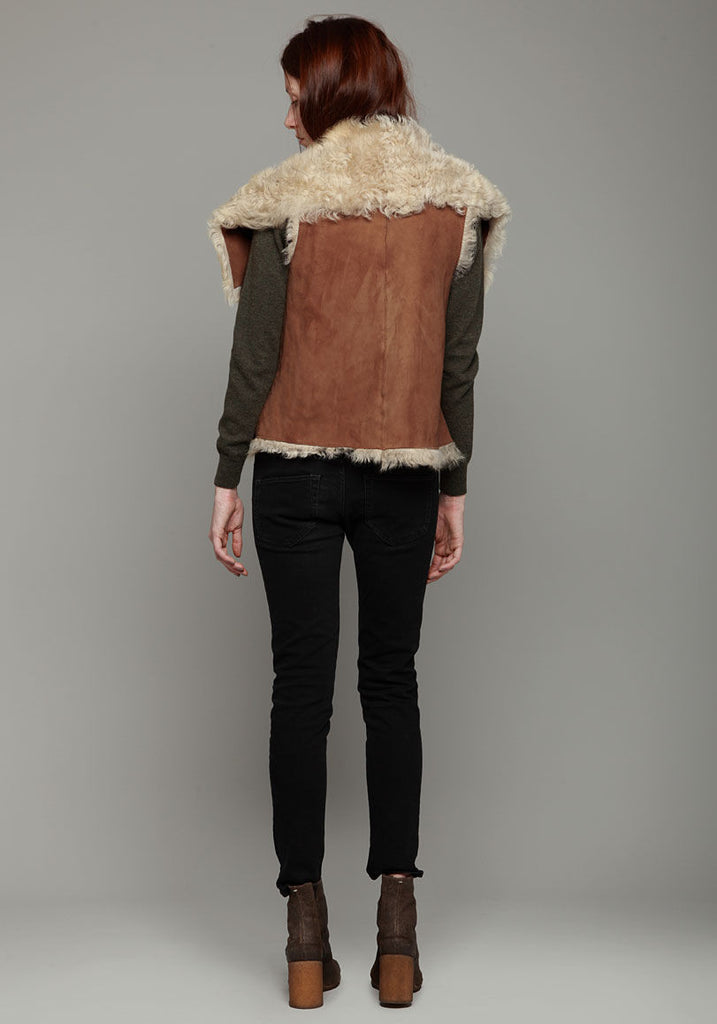 High Collar Shearling Vest
