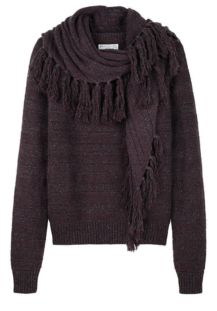 Stripe Pullover with Scarf