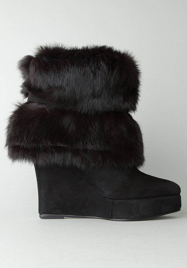 Wedge Fur Cuff Boot