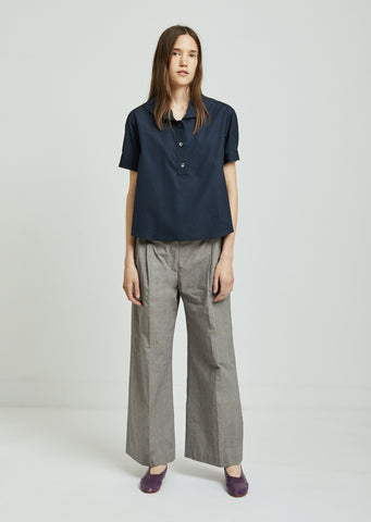Grey Plaid Cotton Trousers