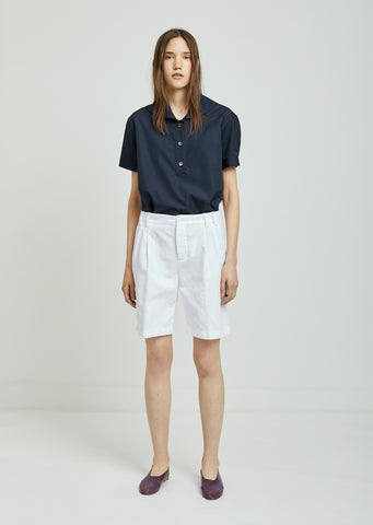 Pleated Cotton Shorts