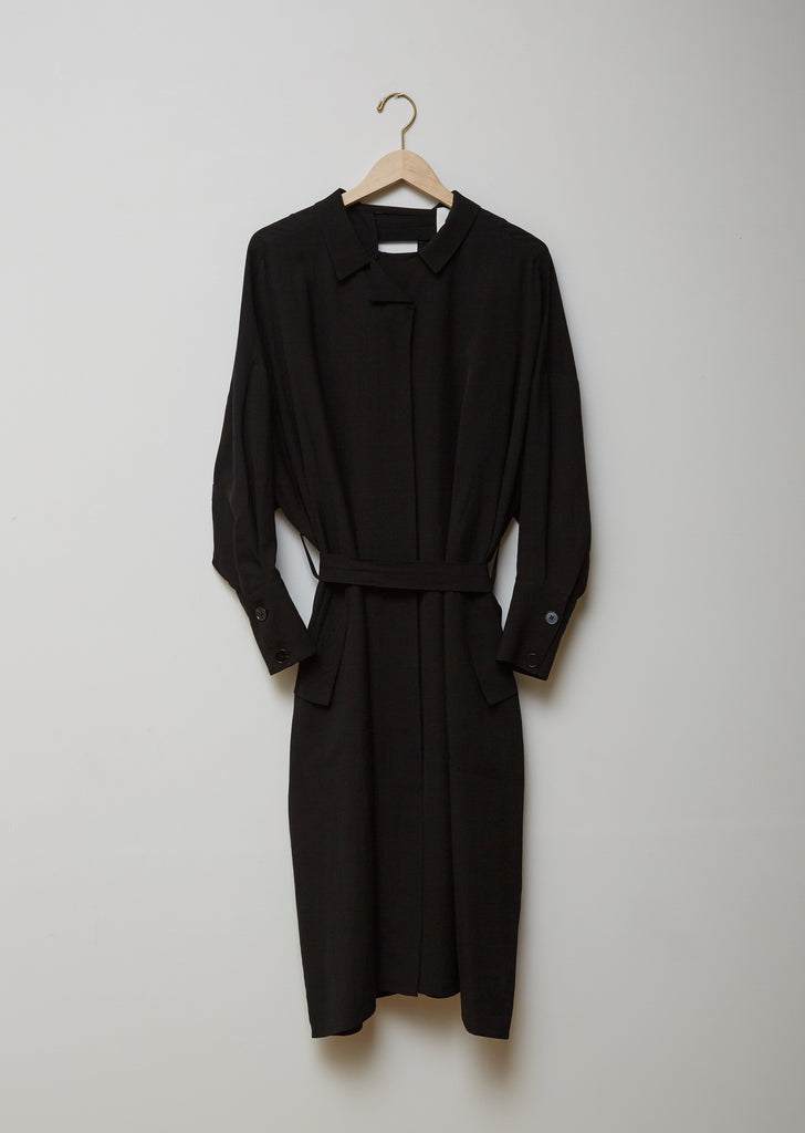 Wool-Linen Belted Trench Dress