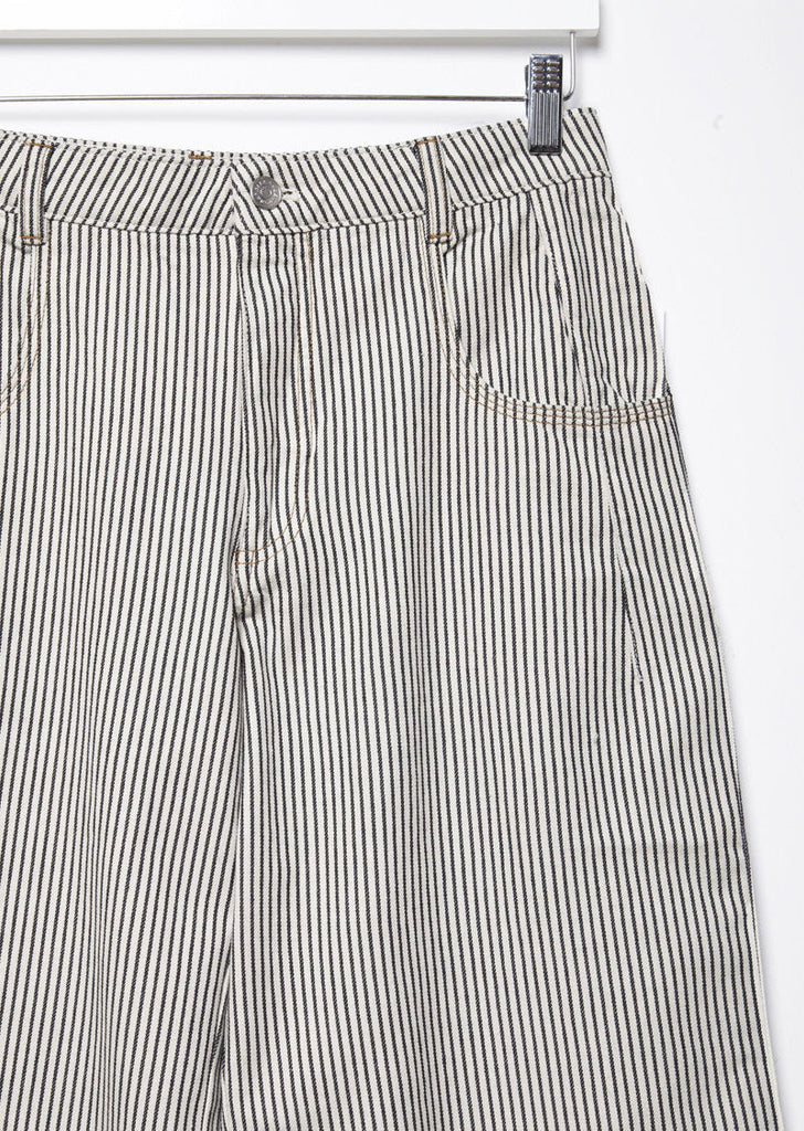 Frayed Striped Cotton Pants