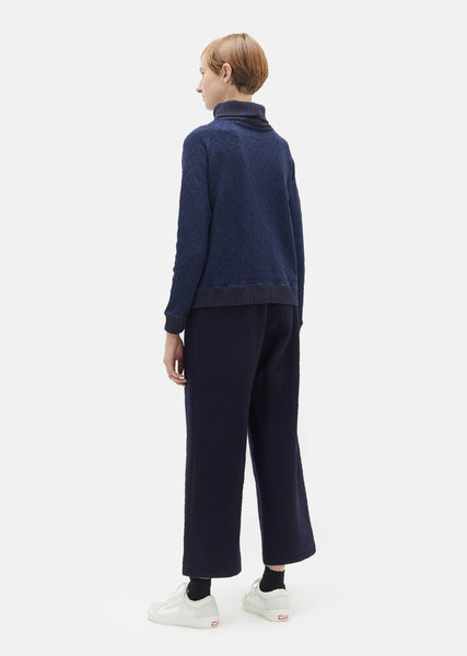 パンツ LIGHT MELTON WOOL NAVYPANTS 42,900 Melton Wool High Waisted Pants by Blue Blue Japan- La Garçonne