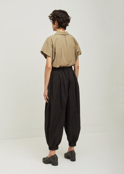 Akari Pleated Cotton Pants by Black Crane- La Garçonne