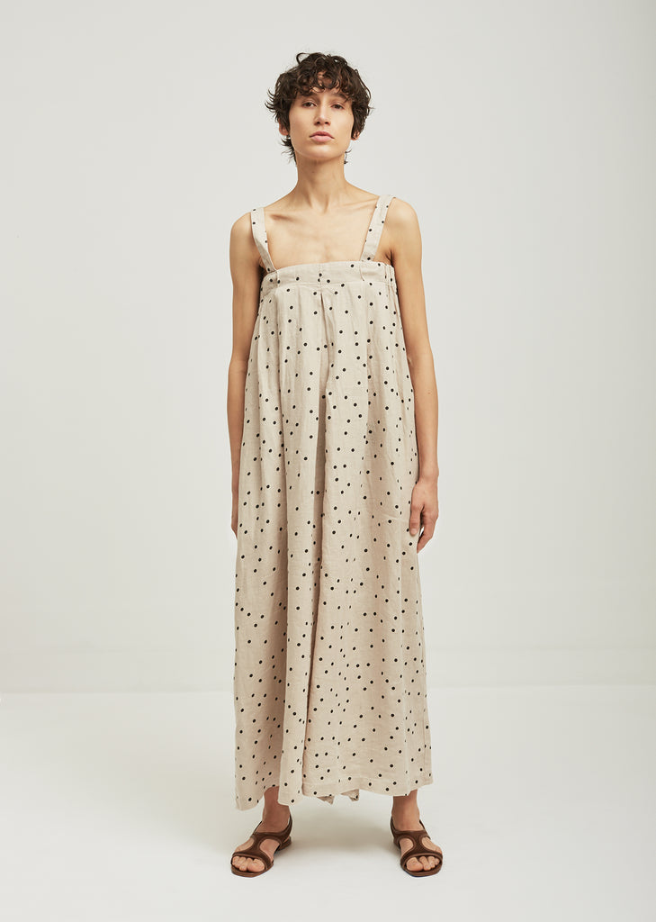 Wide Cut Pleated Linen Jumper