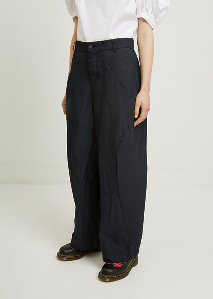 Polyester Twill Garment Treated Wide Leg Pants by Comme des 