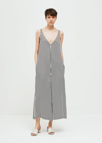 Striped Viscose Sleeveless Jumpsuit