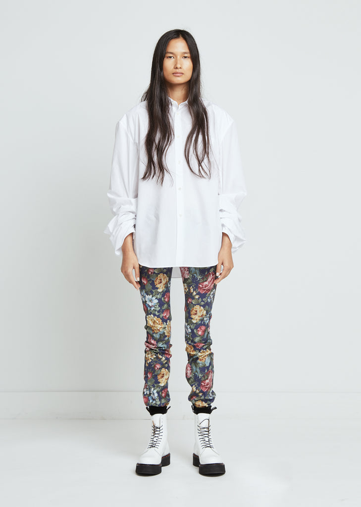 Flower Print Stretch Denim