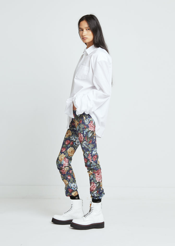 Flower Print Stretch Denim