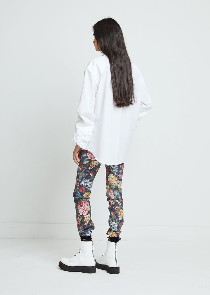 Flower Print Stretch Denim