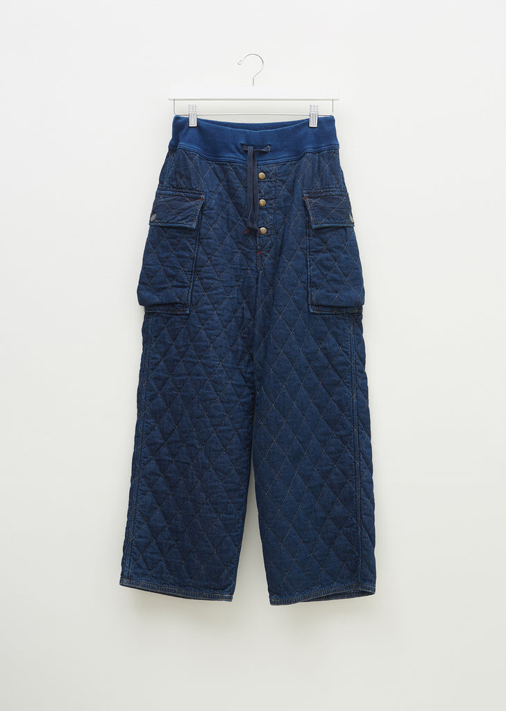Indigo-Dyed Quilted Cotton Cargo Pants