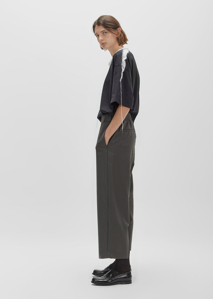 Wool Gabardine Cropped Pants