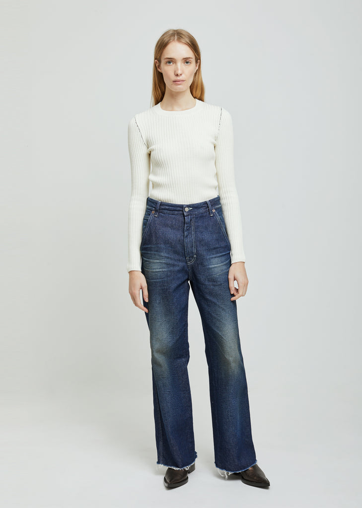 Dark "Garage" Wash Denim Wide Leg