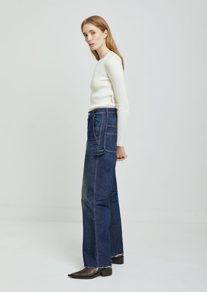 Dark "Garage" Wash Denim Wide Leg