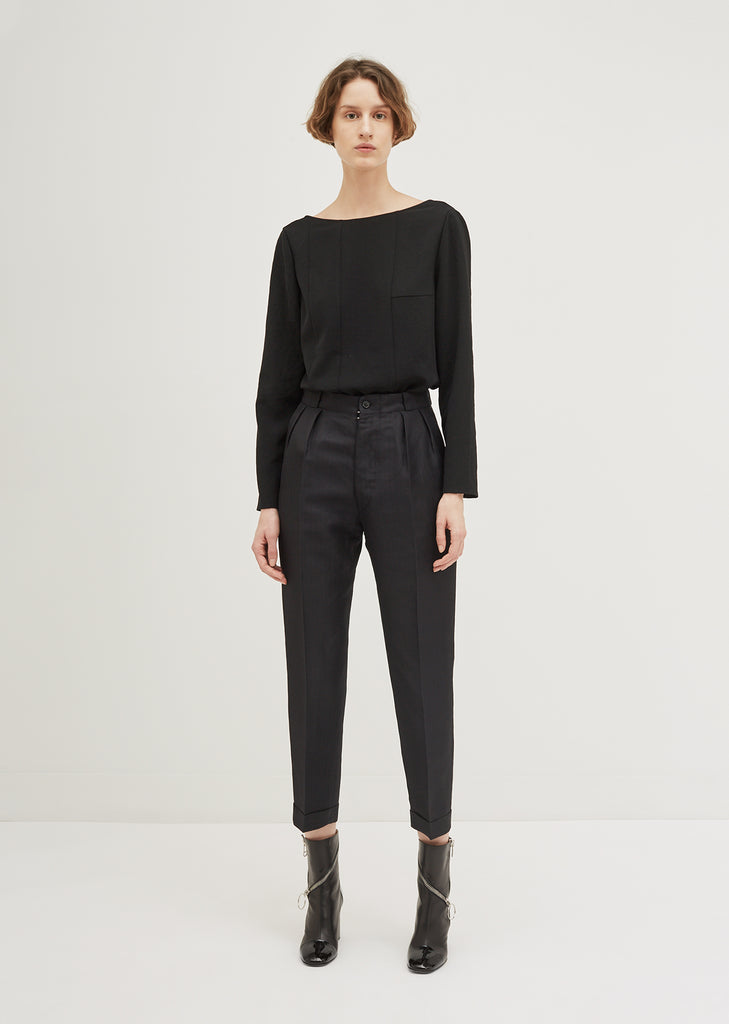 Linen Silk Herringbone Trouser