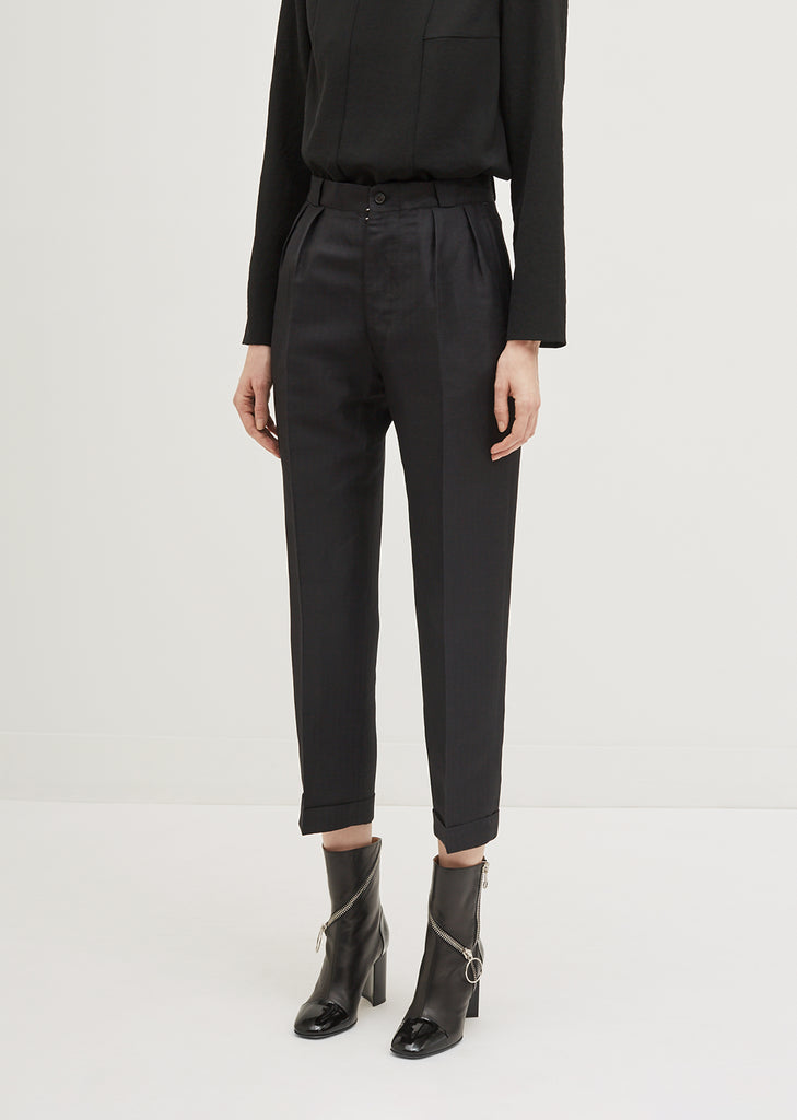 Linen Silk Herringbone Trouser