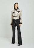 Bird Brocade Detachable Sleeve Jacket