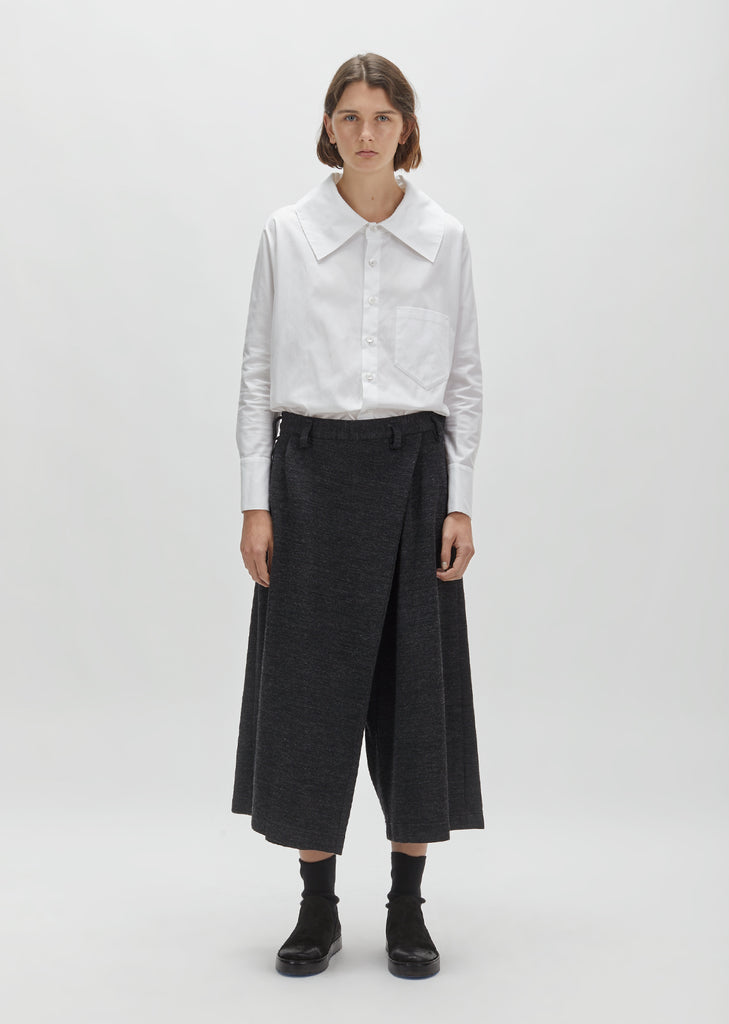 Wool & Cotton Wrap Front Trouser