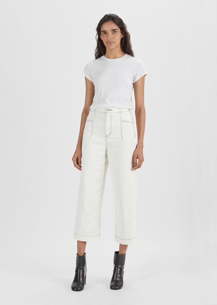 Wide Leg Lace-Up Jeans