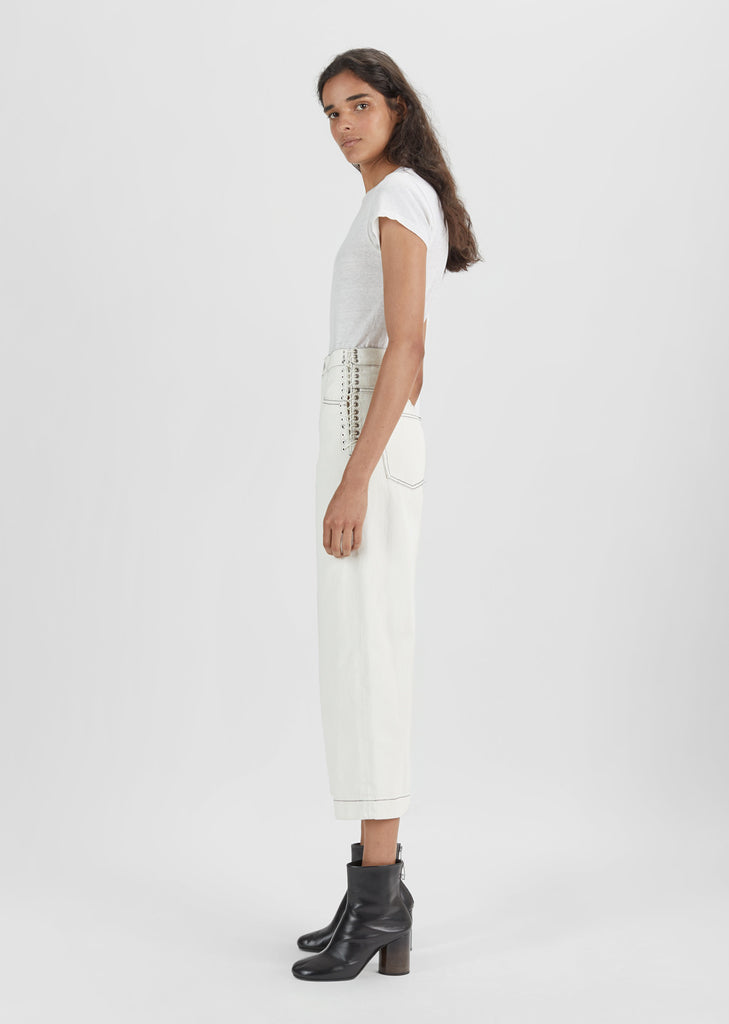 Wide Leg Lace-Up Jeans