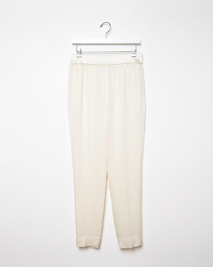 Tapered Trouser With Smocked Charmeuse Waistband