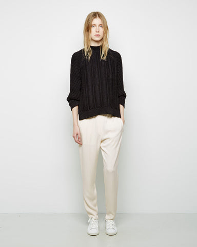 Tapered Trouser With Smocked Charmeuse Waistband