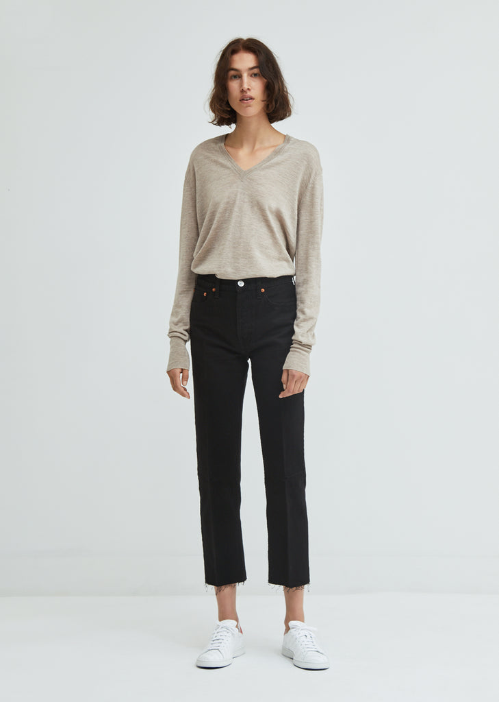 High Rise Stove Pipe Crop Jeans