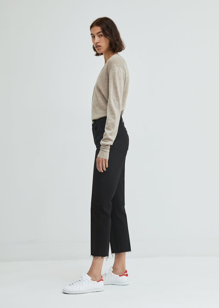 High Rise Stove Pipe Crop Jeans