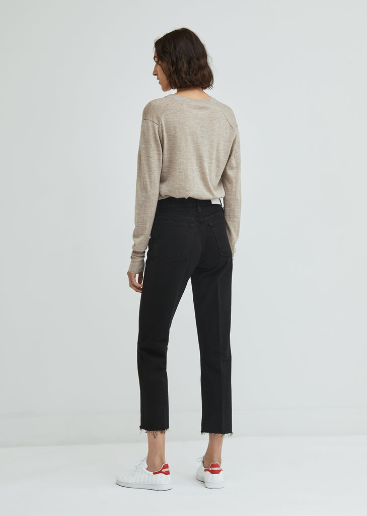 High Rise Stove Pipe Crop Jeans